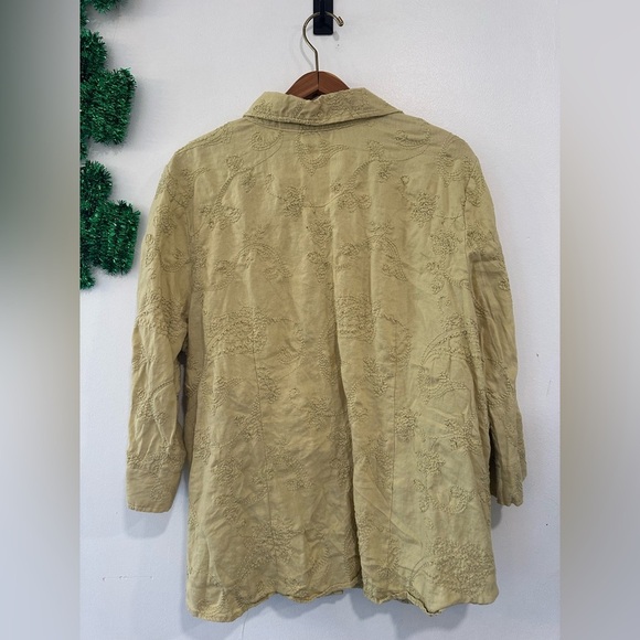 Ecologie Embroidered Floral 100% Linen Button-Down Shirt Women 3XL Boho Cottage - Picture 5 of 5